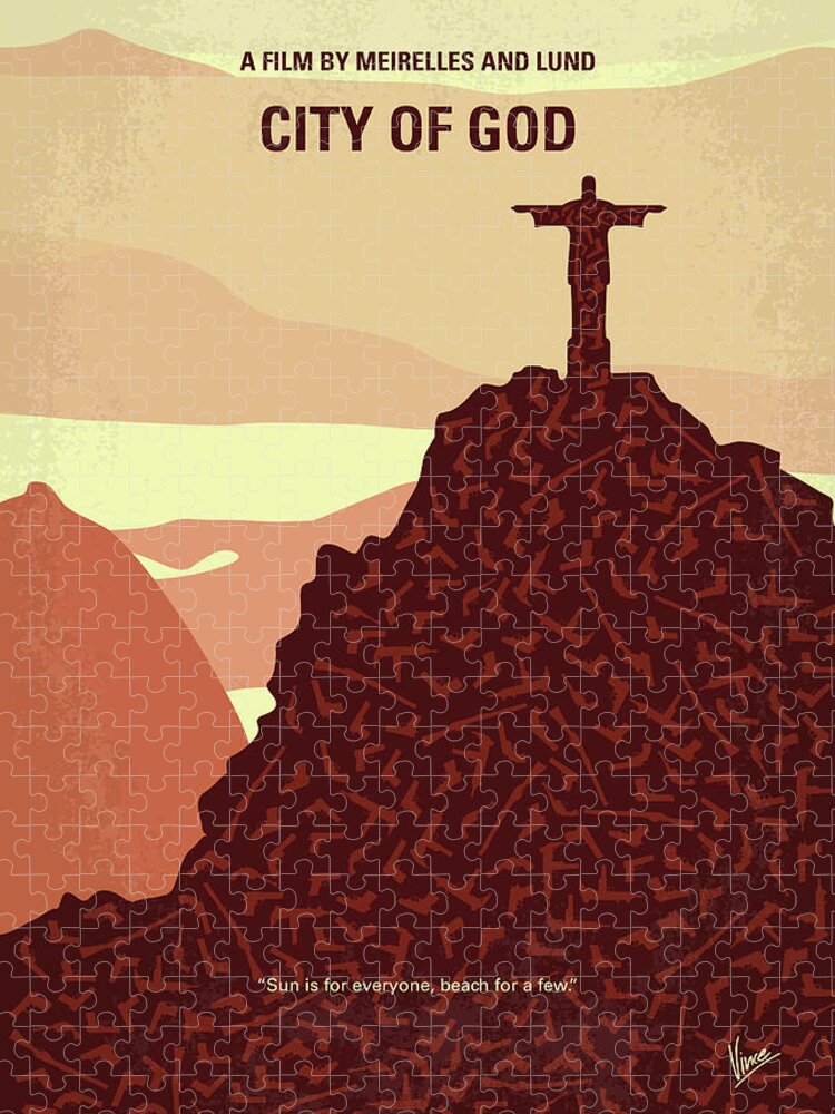 City Of God Jigsaw Puzzle featuring the digital art No716 My City of God minimal movie poster by Chungkong Art