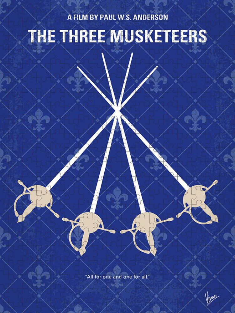 The Three Musketeers Jigsaw Puzzle featuring the digital art No724 My The Three Musketeers minimal movie poster by Chungkong Art