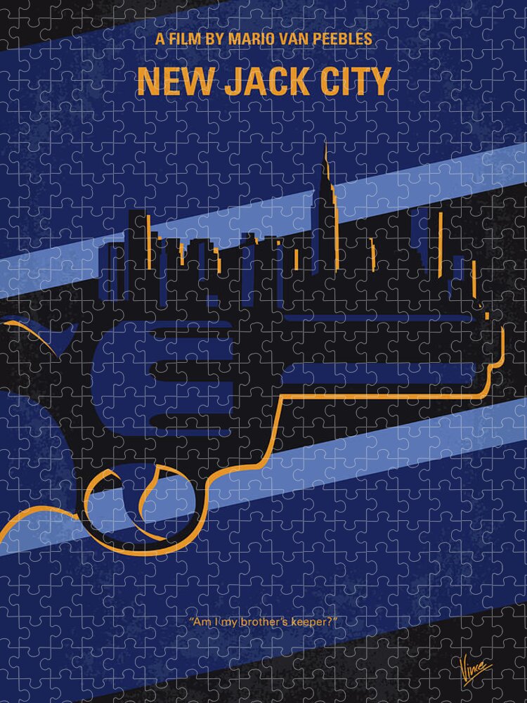 New Jack City Jigsaw Puzzle featuring the digital art No762 My New Jack City minimal movie poster by Chungkong Art