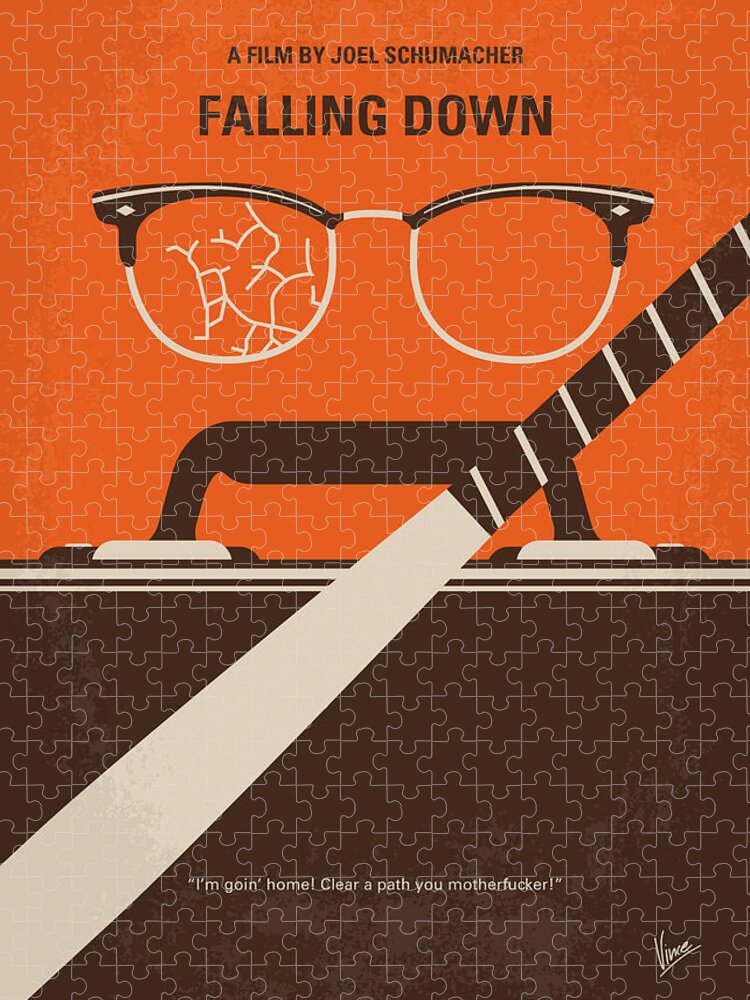 Falling Down Jigsaw Puzzle featuring the digital art No768 My Falling Down minimal movie poster by Chungkong Art