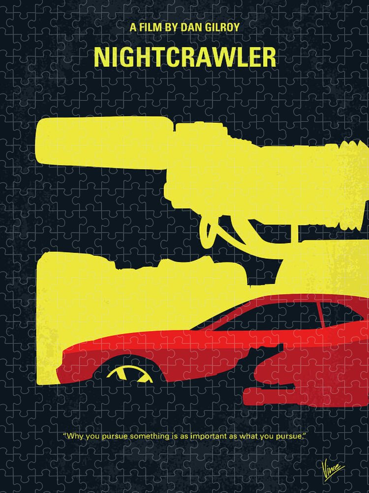 Nightcrawler Puzzle featuring the digital art No794 My Nightcrawler minimal movie poster by Chungkong Art