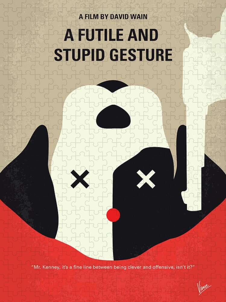 A Futile And Stupid Gesture Jigsaw Puzzle featuring the digital art No893 My A Futile and Stupid Gesture minimal movie poster by Chungkong Art
