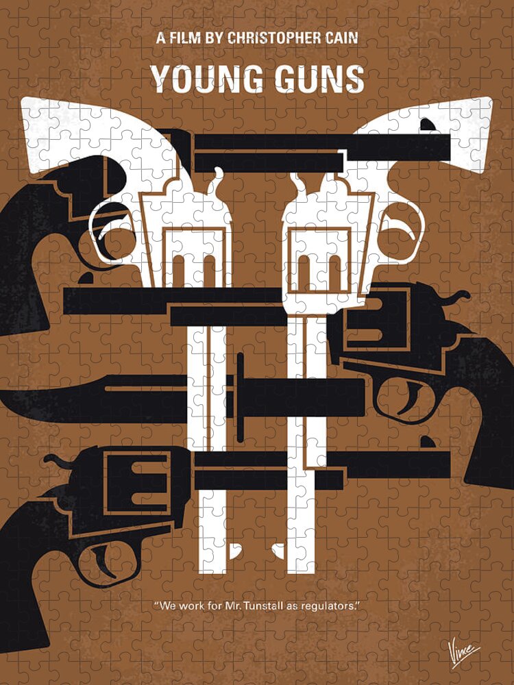 Young Guns Jigsaw Puzzle featuring the digital art No916 My Young Guns minimal movie poster by Chungkong Art