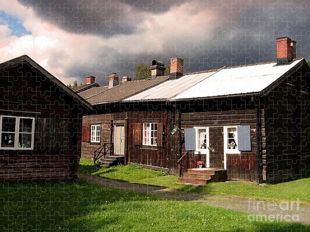 Nordana Sweden Jigsaw Puzzle featuring the photograph Nordana cottages by Elaine Berger