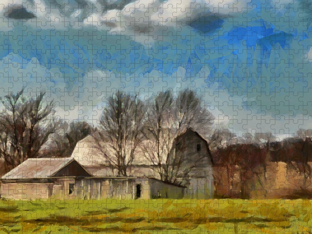 House Jigsaw Puzzle featuring the mixed media Norman's Homestead by Trish Tritz