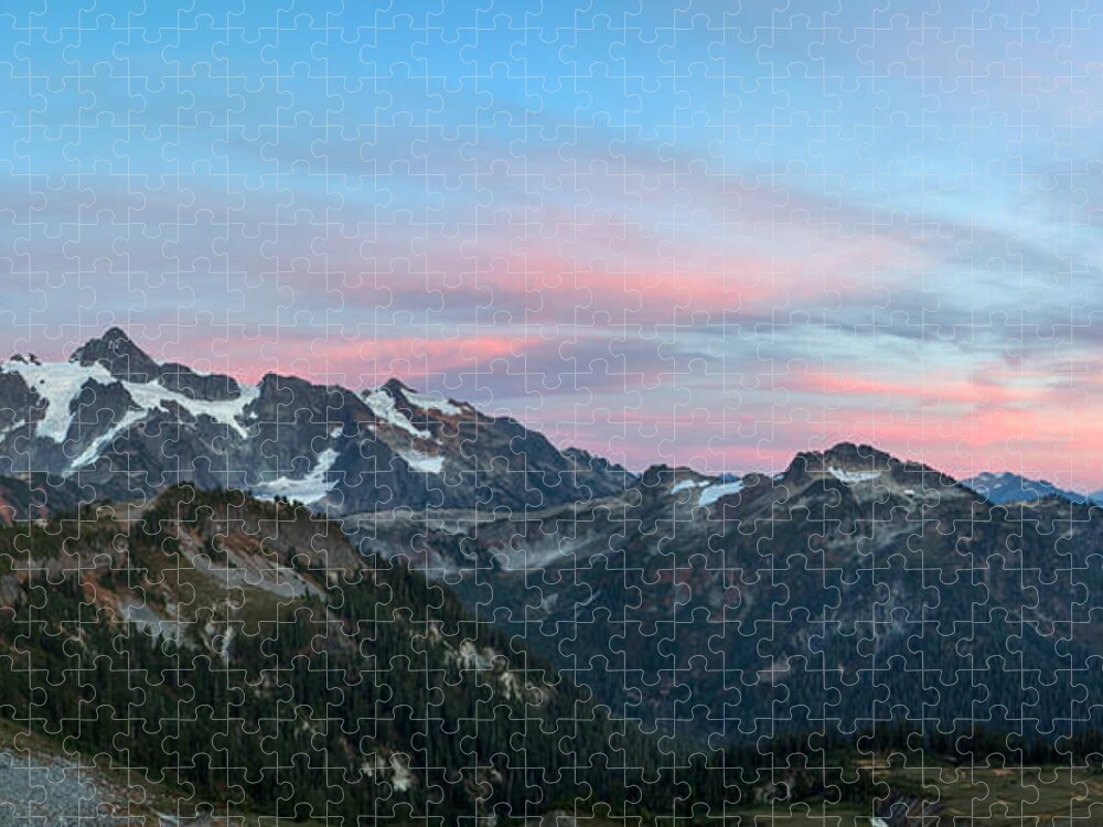Alpine Jigsaw Puzzle featuring the photograph North Cascades Sunset Featuring Mount Shuksan by Michael Russell