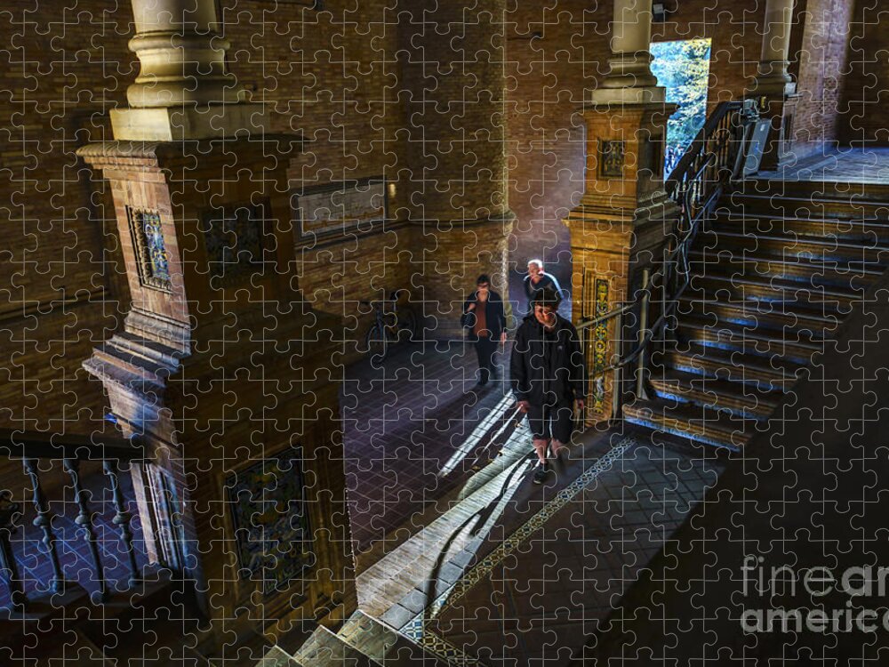 Andalucia Jigsaw Puzzle featuring the photograph North Tower Spain Square Seville Spain by Pablo Avanzini
