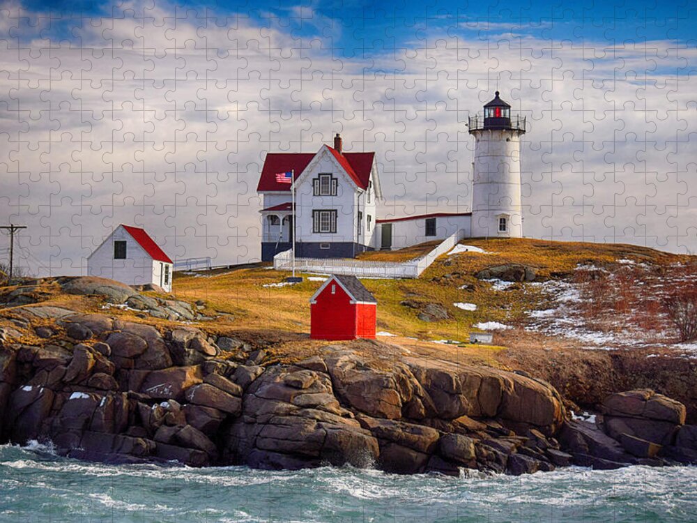 Nubble Jigsaw Puzzle featuring the photograph Nubble In Winter by Tricia Marchlik