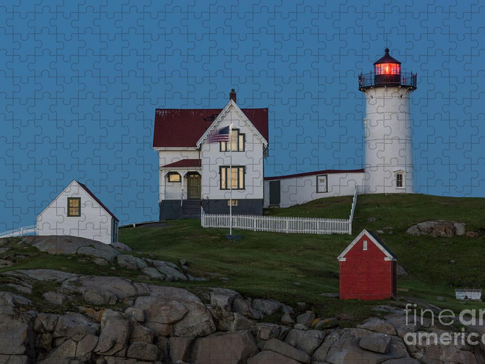 2015 Jigsaw Puzzle featuring the photograph Nubble Lighthouse - Blue Hour by Craig Shaknis