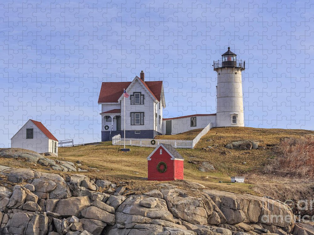 Light Jigsaw Puzzle featuring the photograph Nubble Lighthouse York Maine by Edward Fielding
