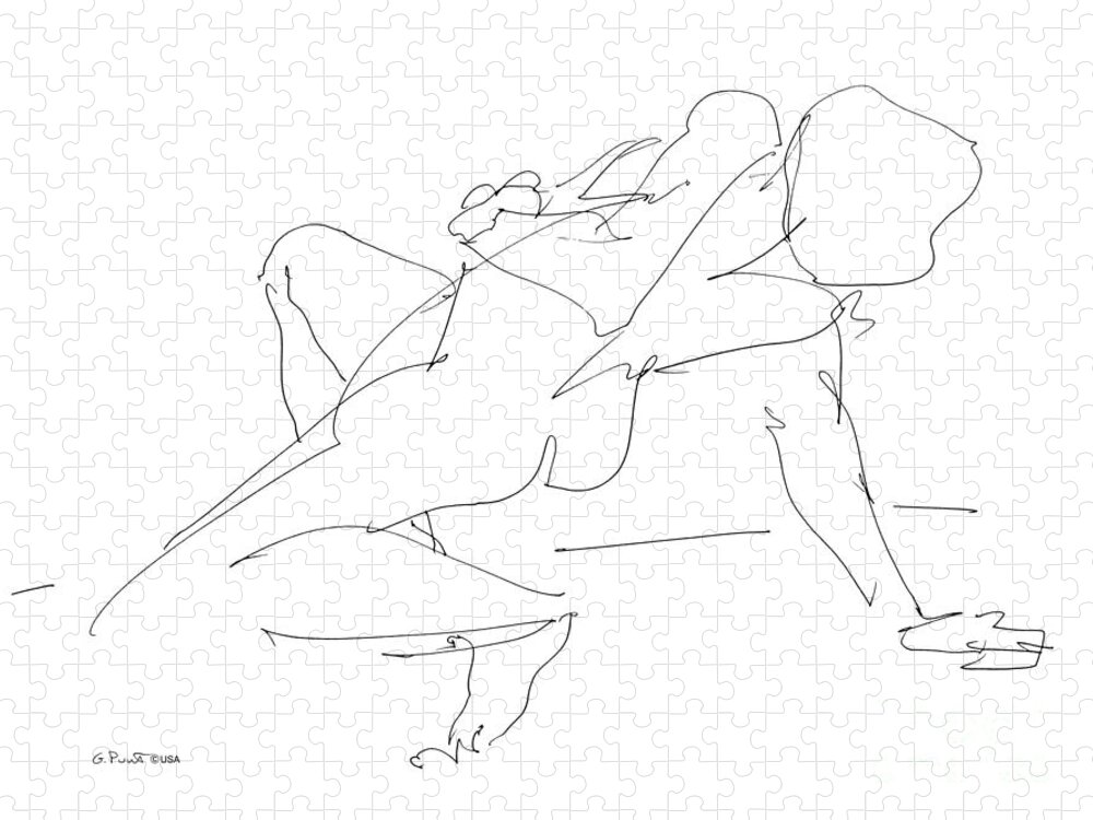 Female Jigsaw Puzzle featuring the drawing Nude-Female-Drawing-17 by Gordon Punt