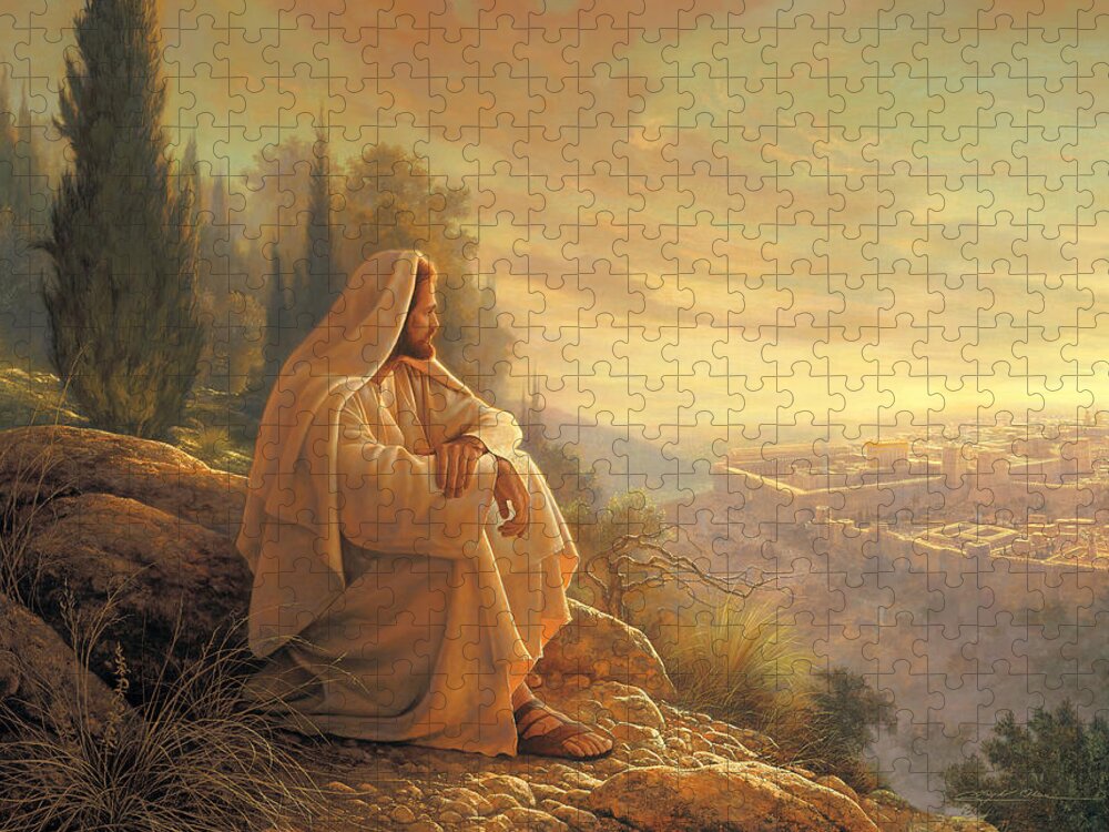 Esus Puzzle featuring the painting O Jerusalem by Greg Olsen