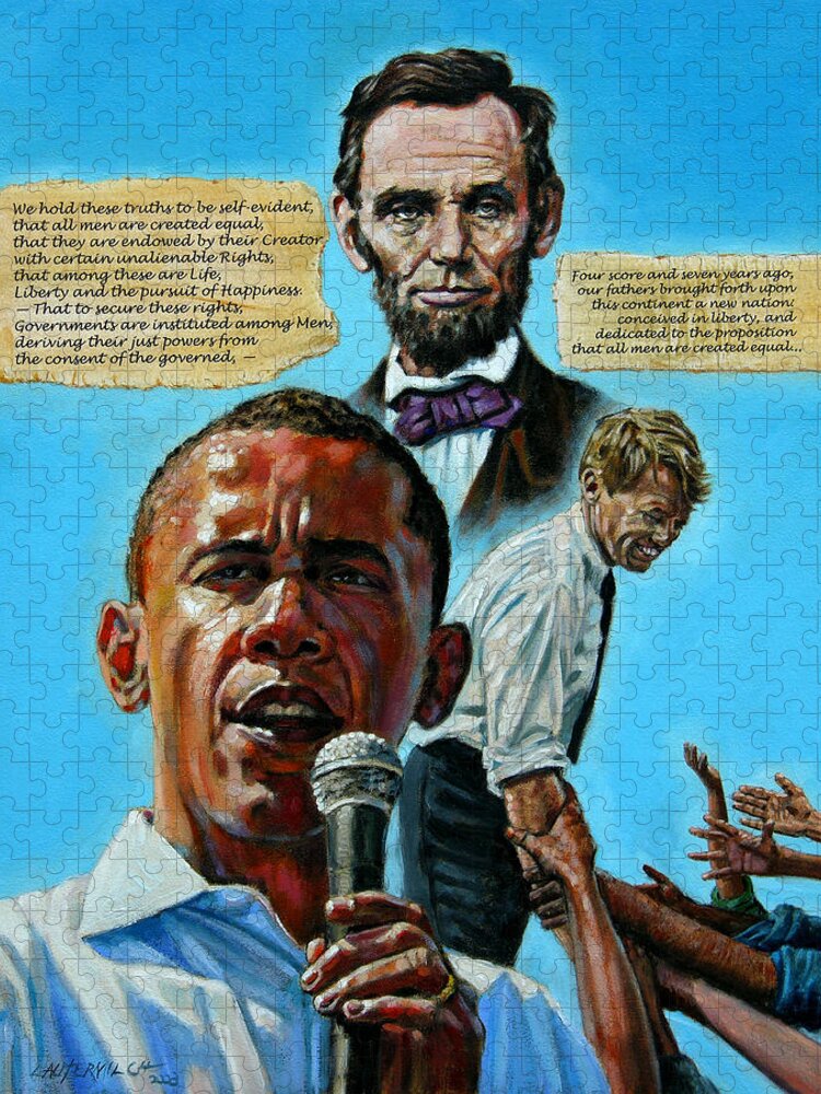 Obama Jigsaw Puzzle featuring the painting Obamas Heritage by John Lautermilch