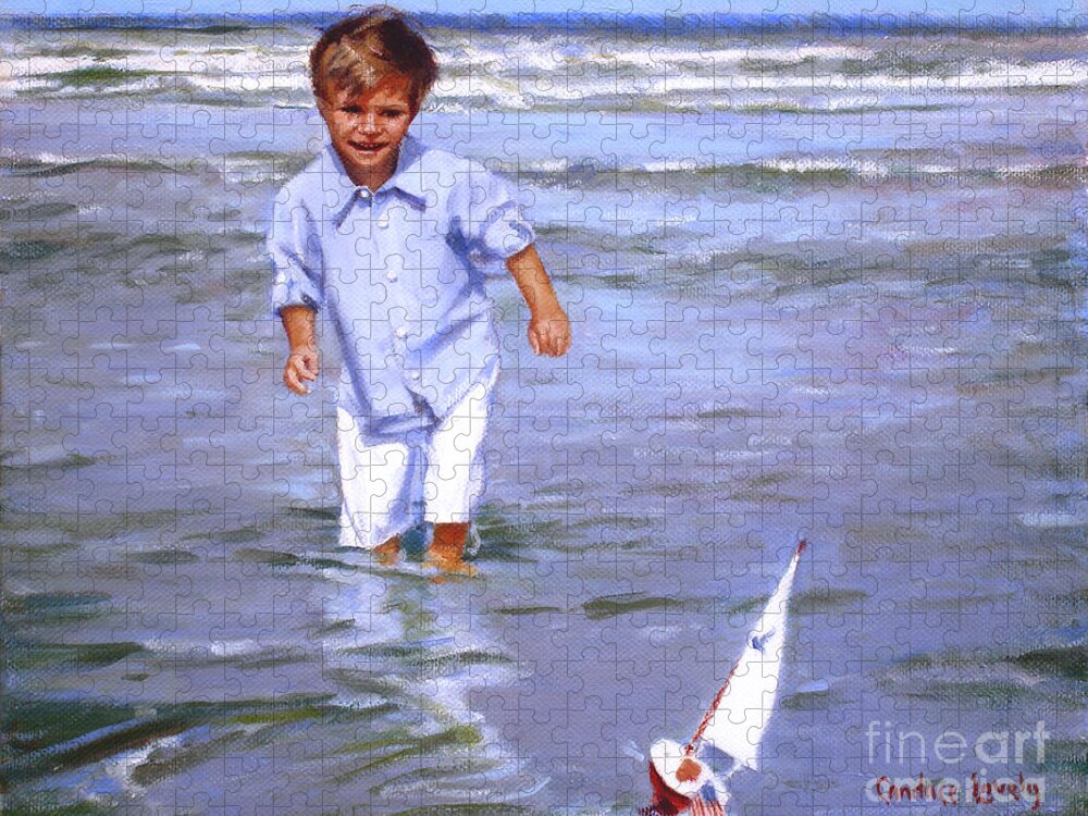Ocean Jigsaw Puzzle featuring the painting Ocean Sailor Brandon by Candace Lovely