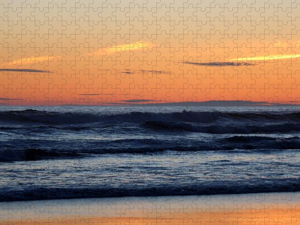 Ocean Sunset Jigsaw Puzzle featuring the photograph Ocean Sunset at Cape Disappointment State Park by Christy Pooschke