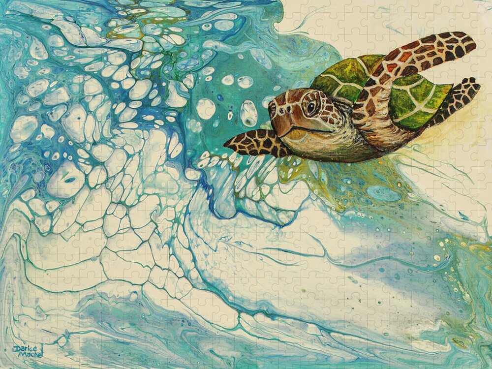 Honu Jigsaw Puzzle featuring the painting Ocean's Call by Darice Machel McGuire