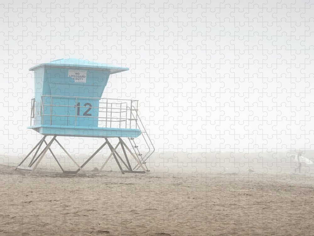 San Diego Jigsaw Puzzle featuring the photograph Oceanside and Surfer in the Fog by William Dunigan