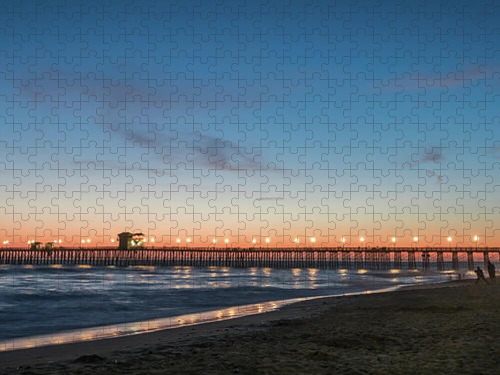 Beach Jigsaw Puzzle featuring the photograph Oceanside Pier at Sunset by David Levin