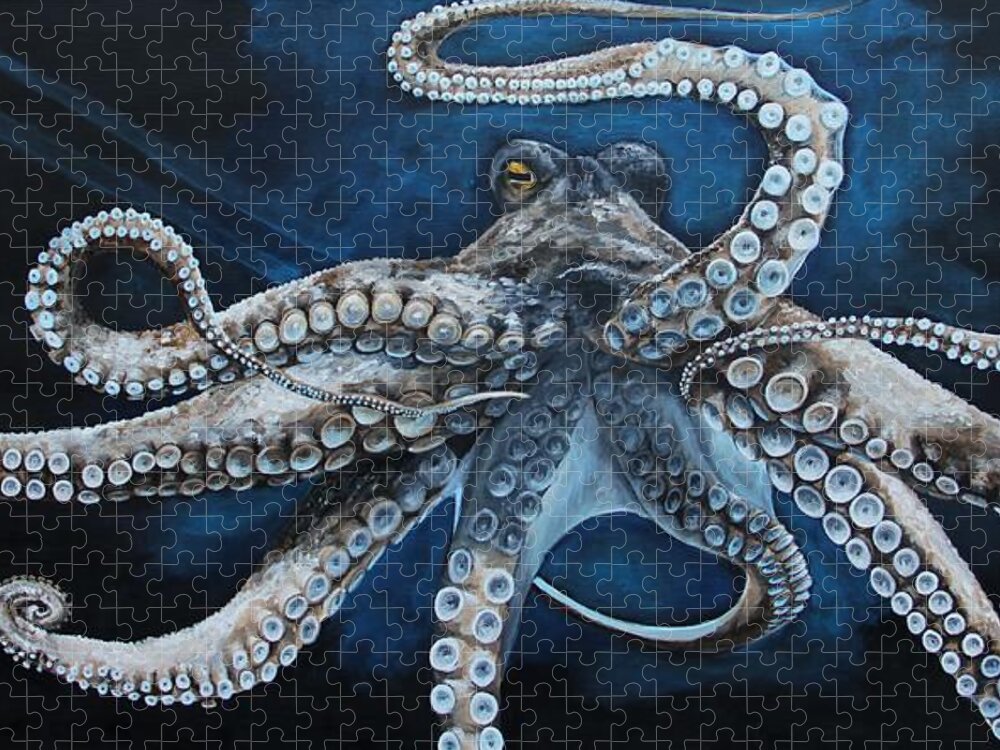 Octopus Jigsaw Puzzle featuring the painting Octopus by Alyssa Davis