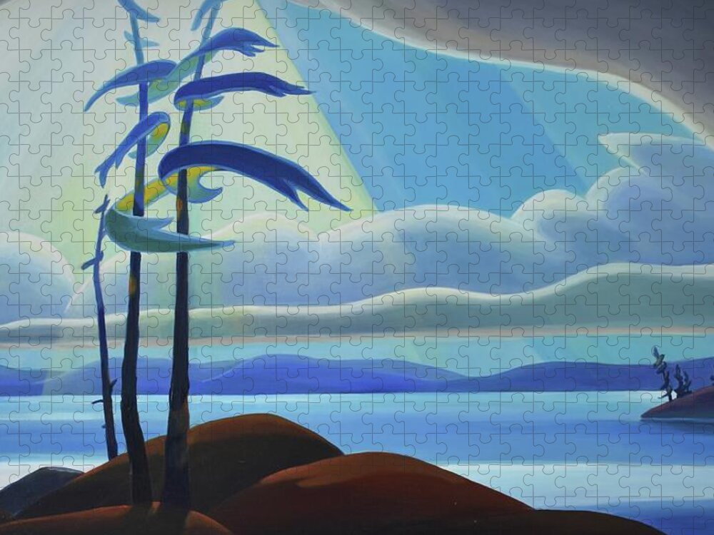 Group Of Seven Jigsaw Puzzle featuring the painting Ode to the North II - Center Panel by Barbel Smith