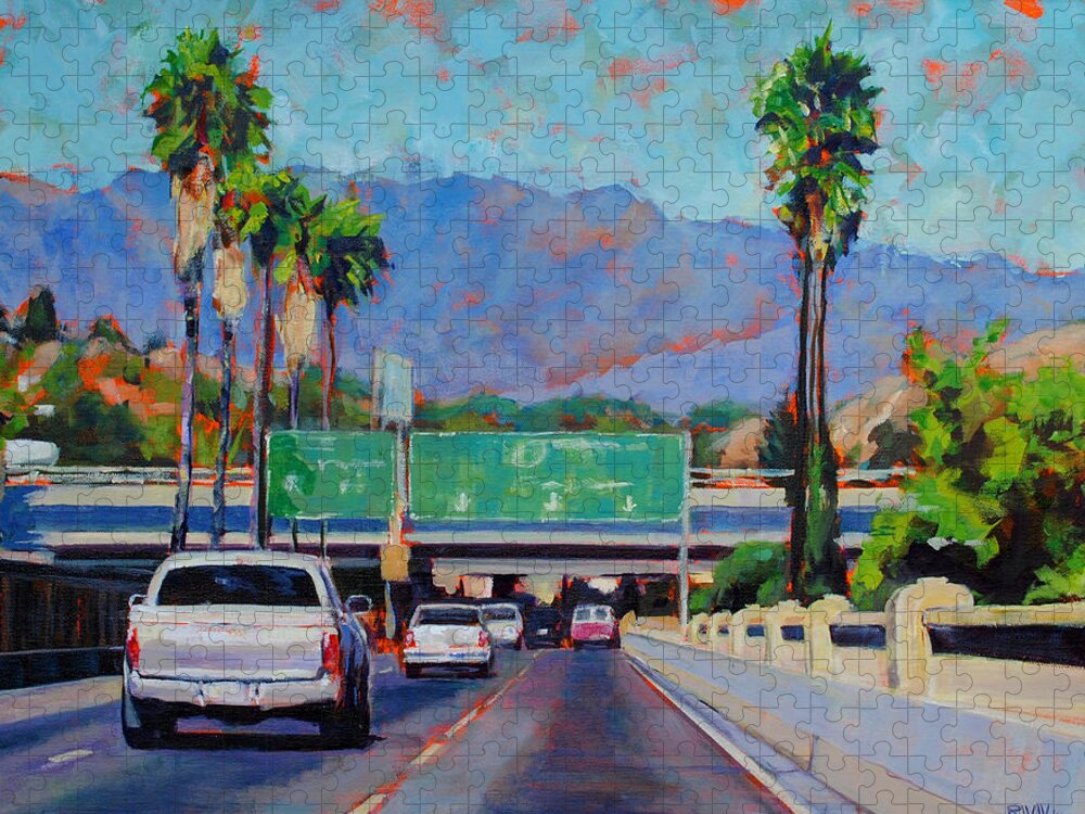 110 Freeway Jigsaw Puzzle featuring the painting Off at Fig by Richard Willson