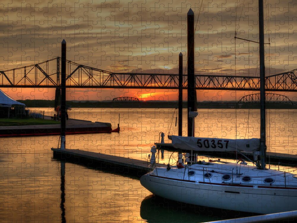 Hdr Image Jigsaw Puzzle featuring the photograph Ohio River Sailing by Deborah Klubertanz