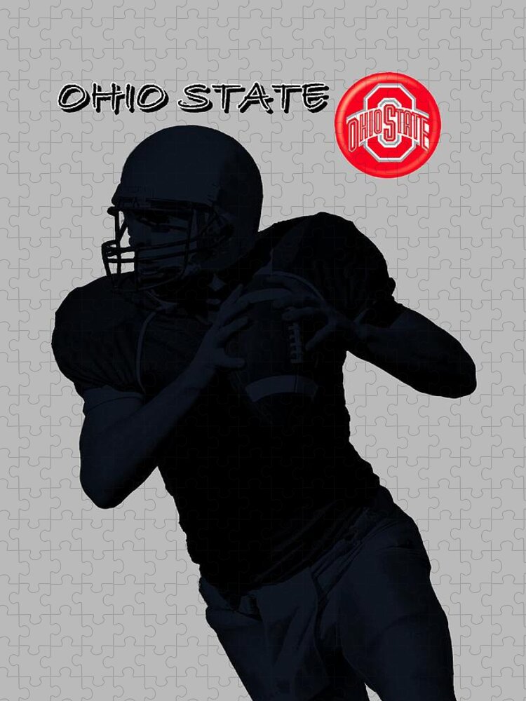 Football Jigsaw Puzzle featuring the digital art Ohio State Football by David Dehner