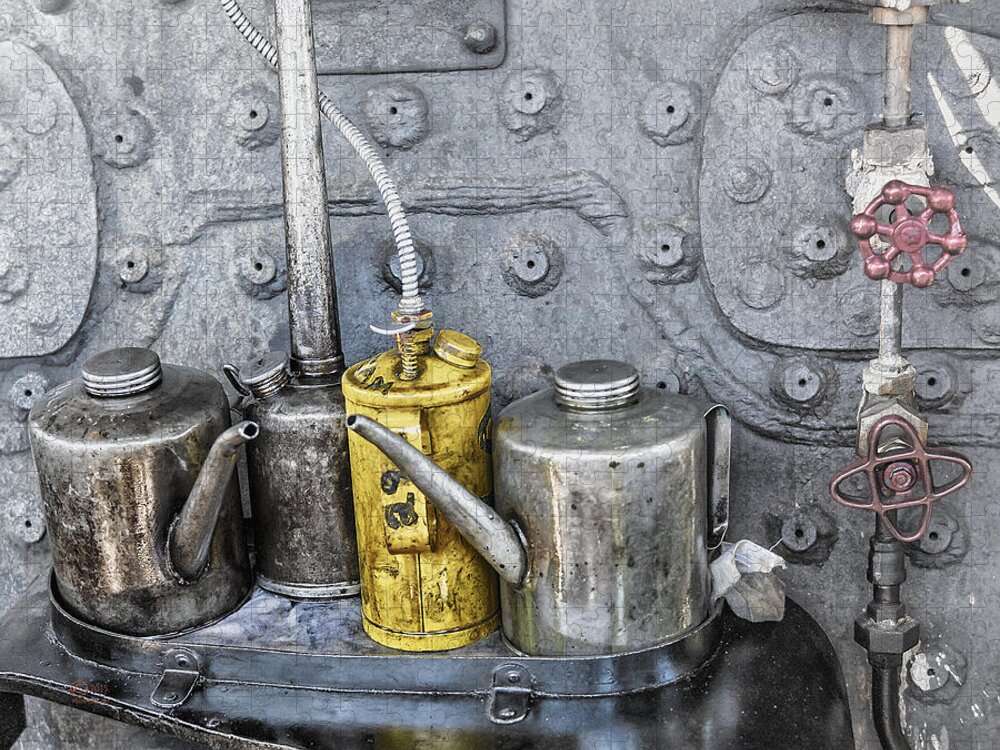 Excursion Trains Jigsaw Puzzle featuring the photograph Oil Cans by Jim Thompson