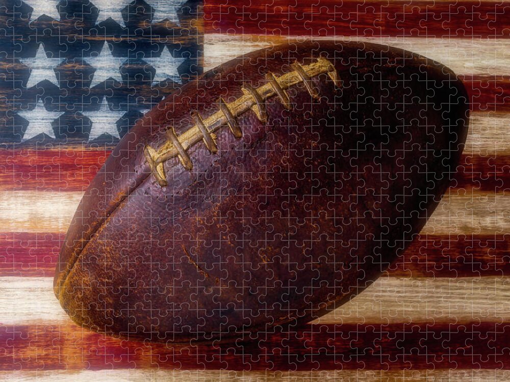 Football Jigsaw Puzzle featuring the photograph Old American Football by Garry Gay