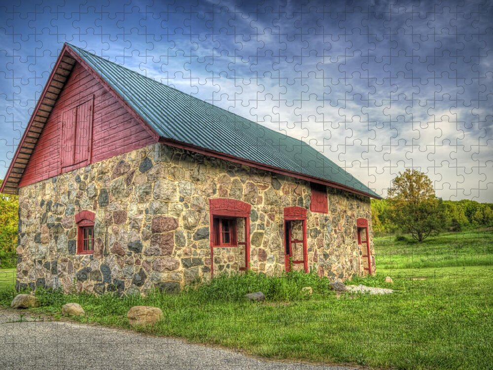 Barn Jigsaw Puzzle featuring the photograph Old Barn at Dusk by Scott Norris
