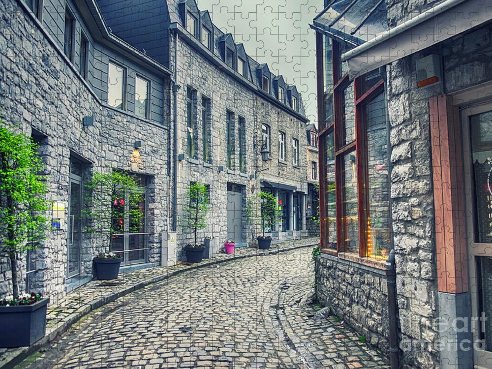 Sky Jigsaw Puzzle featuring the photograph old Belgium town Durbuy by Ariadna De Raadt