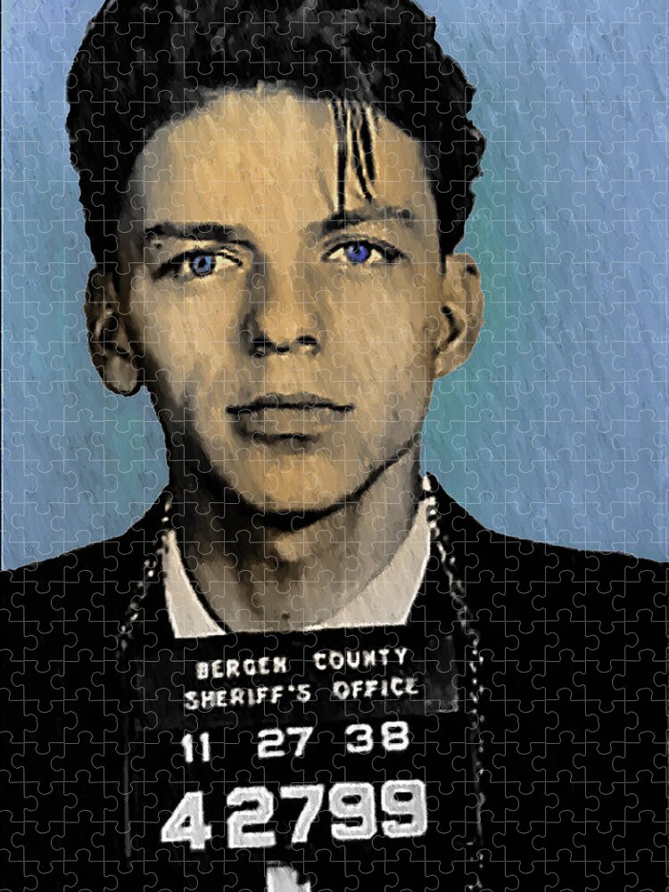 Old Blue Eyes Jigsaw Puzzle featuring the digital art Old Blue Eyes - Frank Sinatra by Digital Reproductions
