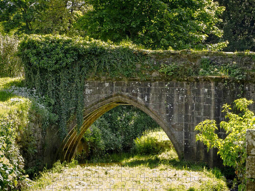 Abbey Jigsaw Puzzle featuring the photograph Old bridge in the abbey. by Elena Perelman