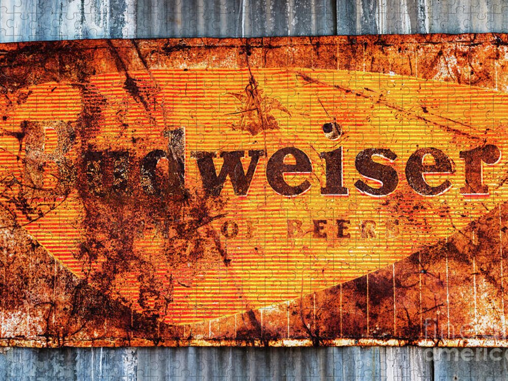 Old Jigsaw Puzzle featuring the photograph Old Budweiser Sign by M G Whittingham