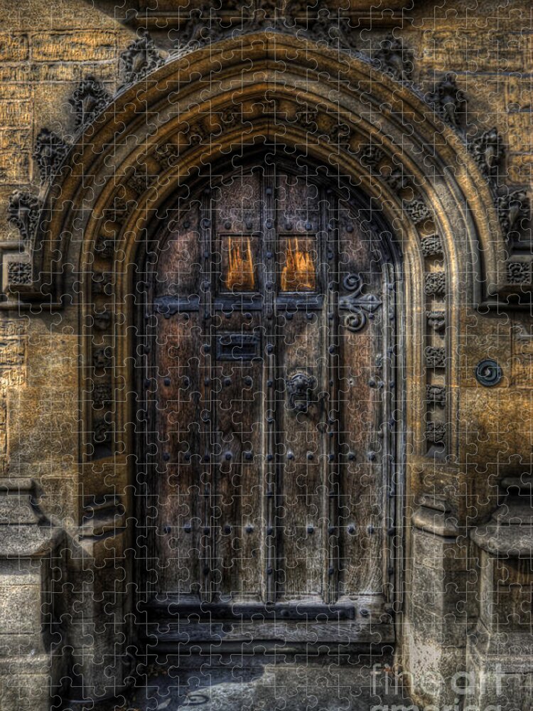 Yhun Suarez Jigsaw Puzzle featuring the photograph Old College Door - Oxford by Yhun Suarez