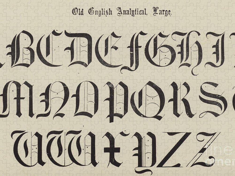 Old English Font Jigsaw Puzzle by English School - Fine Art America
