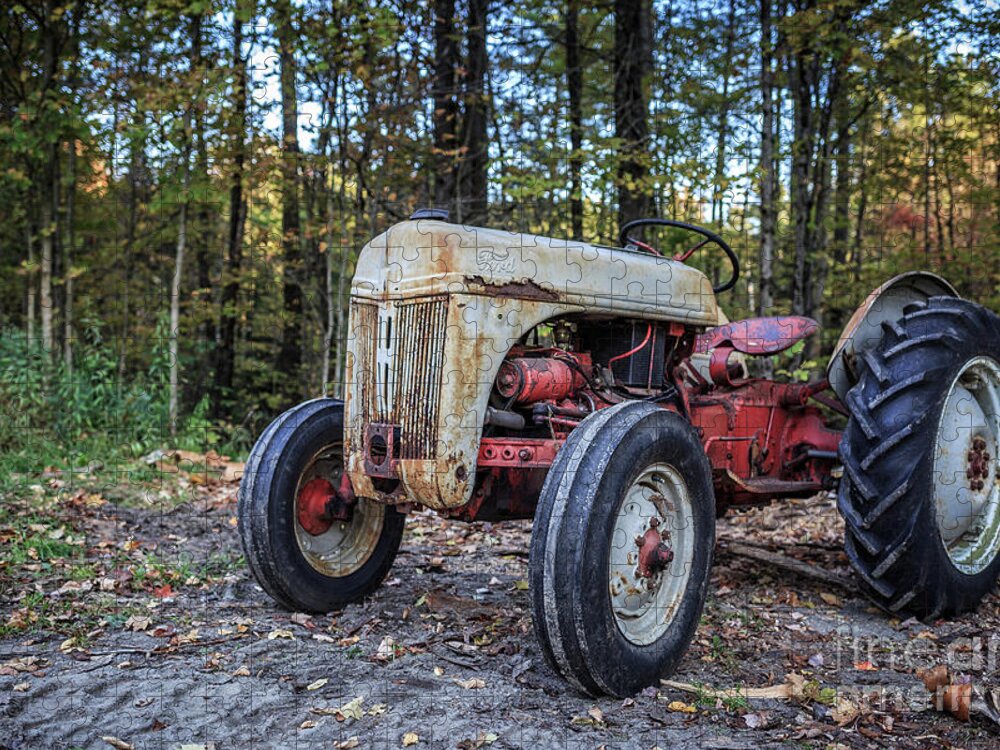 Springfield Jigsaw Puzzle featuring the photograph Old Ford Vintage Tractor in the Woods by Edward Fielding