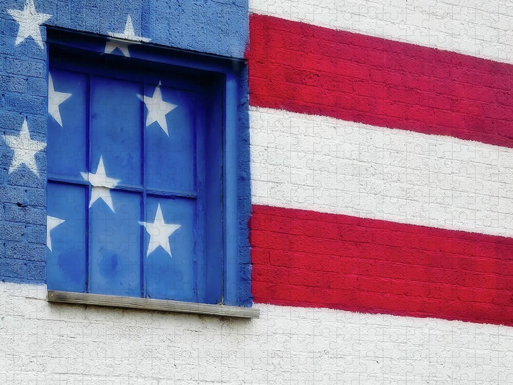 Old Glory Jigsaw Puzzle featuring the photograph Old Glory, American Flag Mural, Street Art by Robert Bellomy