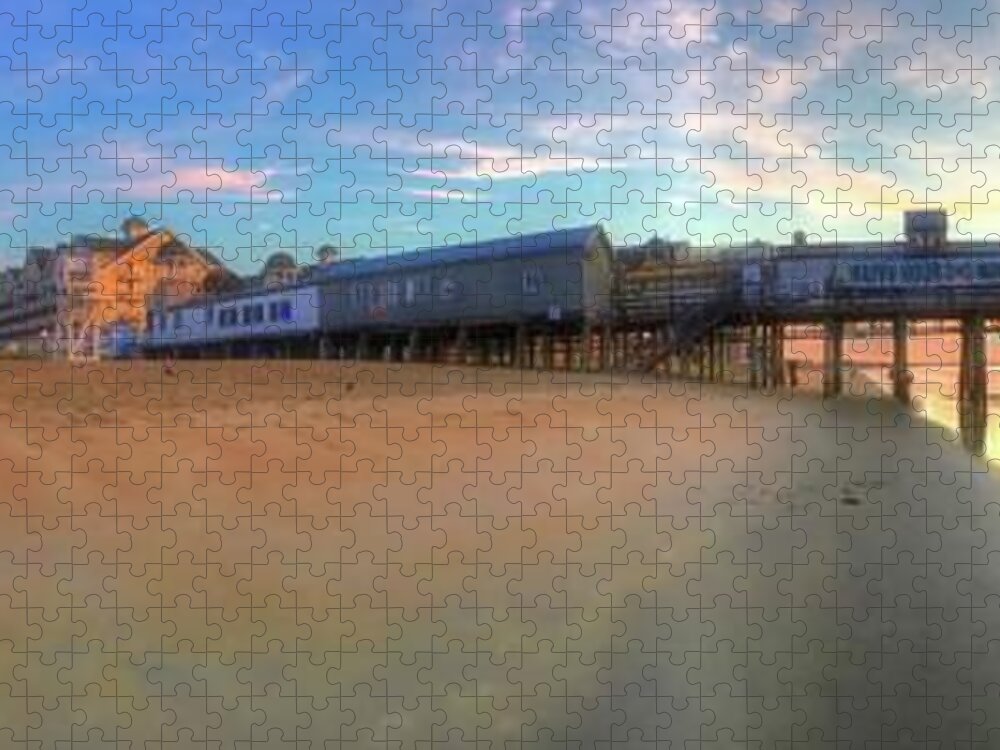 Old Orchard Beach Jigsaw Puzzle featuring the photograph Old Orchard Beach Pier Sunrise - Maine by Joann Vitali