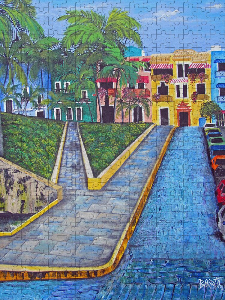 Old San Juan Jigsaw Puzzle featuring the painting Old San Juan by Gloria E Barreto-Rodriguez