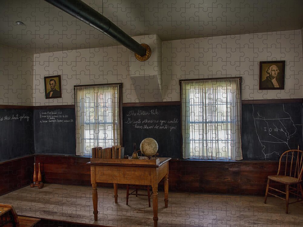 Vintage School Desk Jigsaw Puzzle featuring the photograph Old School House by Paul Freidlund
