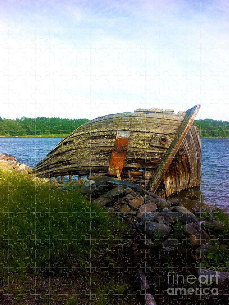 Old Jigsaw Puzzle featuring the photograph Old ship wreck in Sweden 5 by Micah May