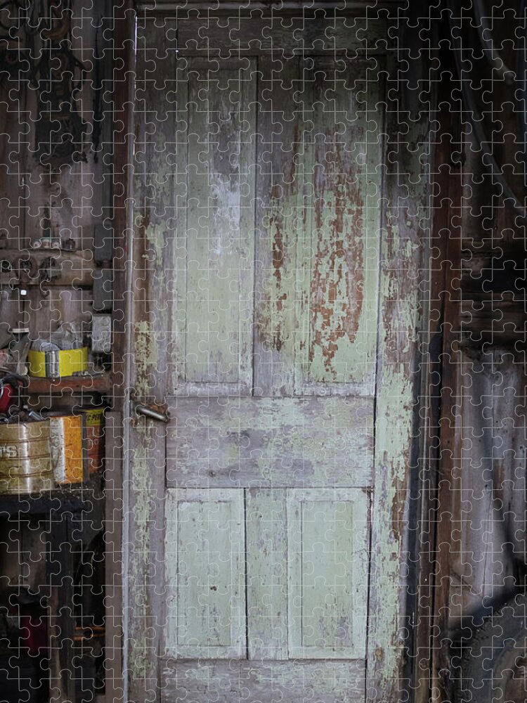 Door Jigsaw Puzzle featuring the photograph Old Shop Door by Brooke Bowdren