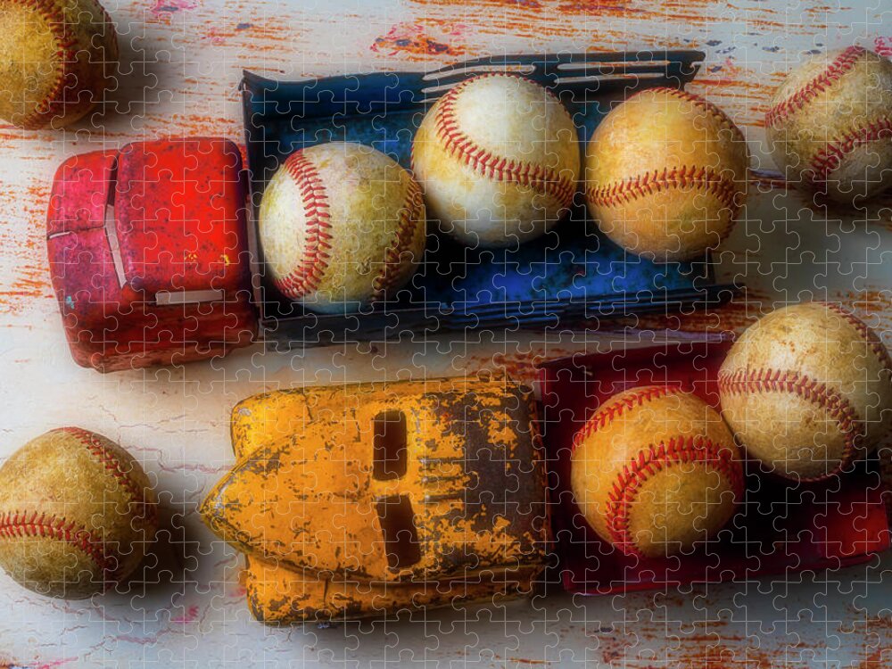 Baseballs Jigsaw Puzzle featuring the photograph Old Trucks And Baseballs by Garry Gay