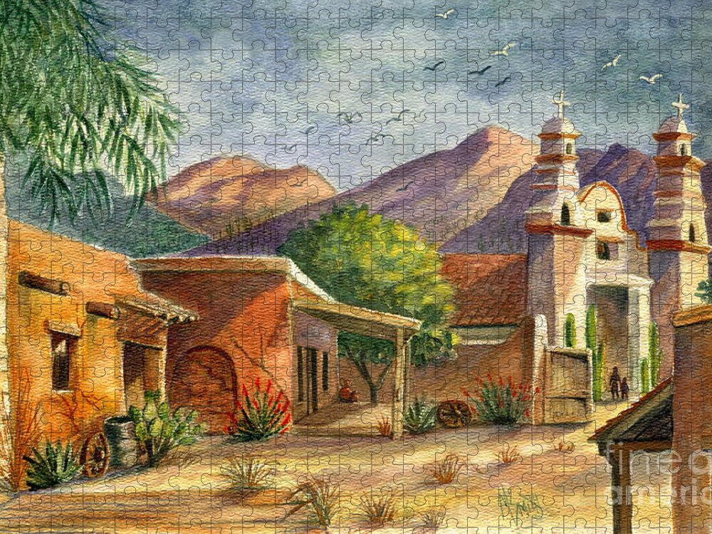 Old Tucson Movie Studios Jigsaw Puzzle featuring the painting Old Tucson by Marilyn Smith
