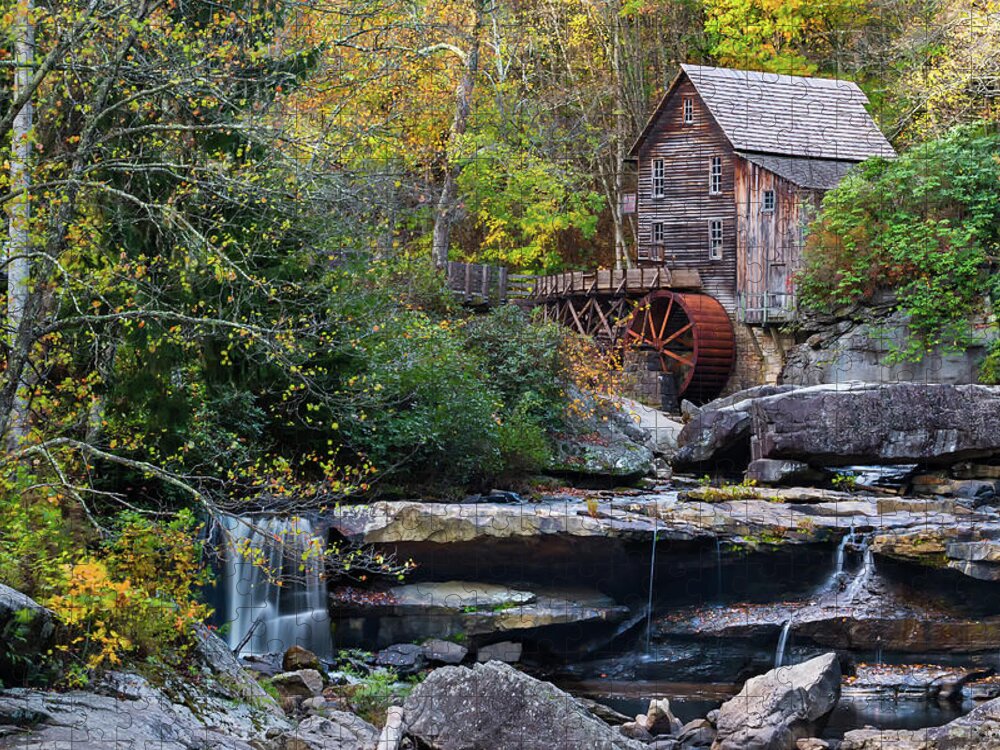 Babcock State Park Jigsaw Puzzle featuring the photograph Old Virginia Mill in Autumn Colors by Norma Brandsberg