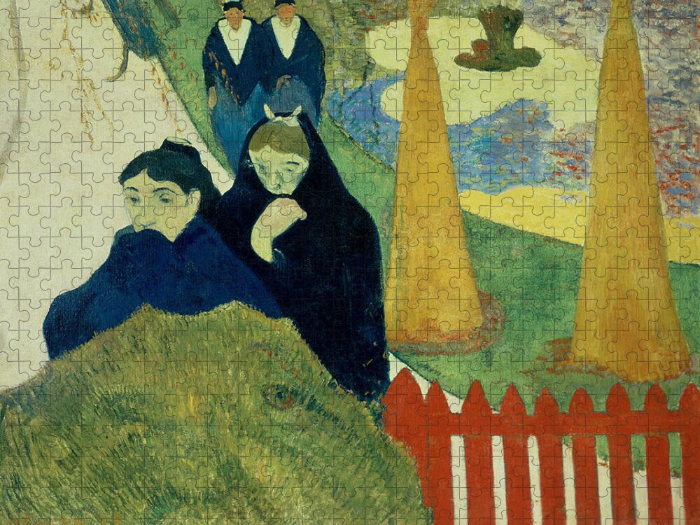 Old Women Of Arles Jigsaw Puzzle featuring the painting Old Women of Arles by Paul Gauguin