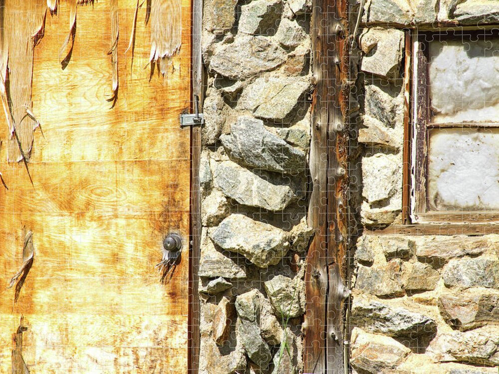 Peeling Jigsaw Puzzle featuring the photograph Old Wood Door Window and Stone by James BO Insogna