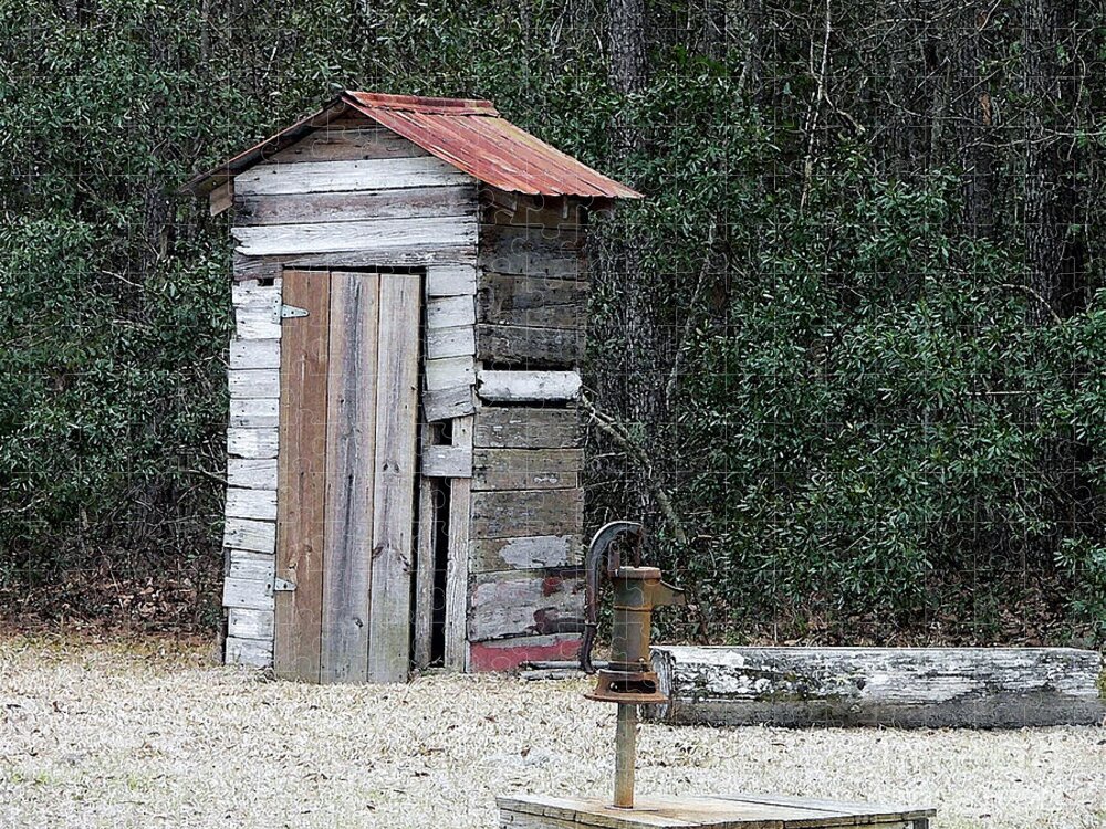 Outhouse Jigsaw Puzzle featuring the photograph Oldtime Outhouse - Digital Art by Al Powell Photography USA