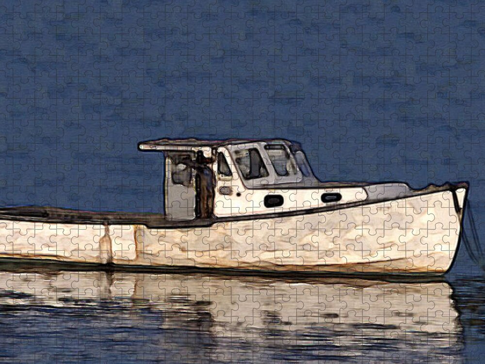 Classic Lobster Boat Jigsaw Puzzle featuring the digital art Ole Boy Painting by Newwwman